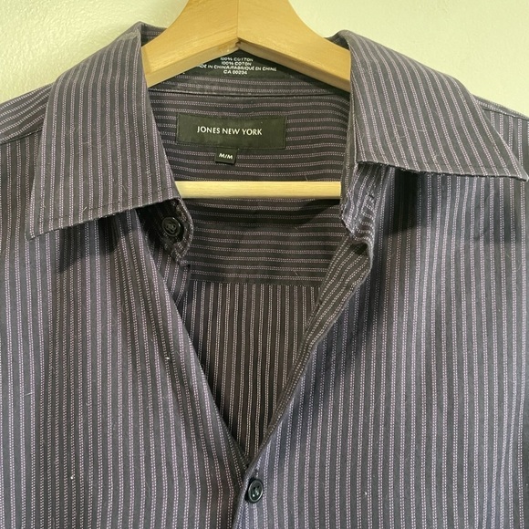 Jones New York Purple  & Black Striped Button Up Dress Shirt - Picture 5 of 8